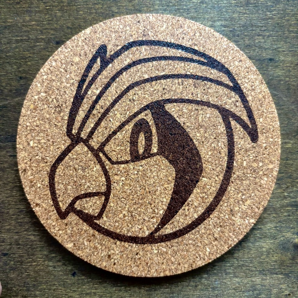 Pokemon Pidgeotto Face Laser Engraved Cork Coaster